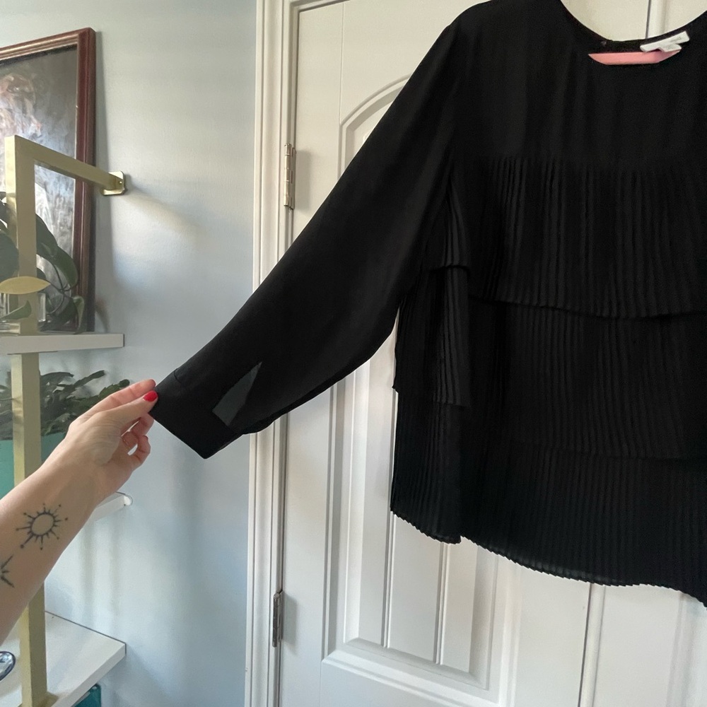 J. Jill Black Sheer Pleated Blouse 2x - Picture 2 of 7